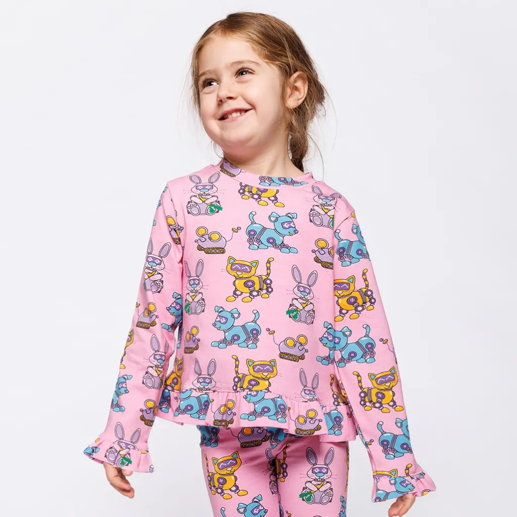 Dabinett With Robot Pets Långärmad T-shirt Pink Lilac>Småfolk