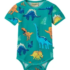 Dinosaurs Kortärmad Baby Body Teal>Småfolk Sale