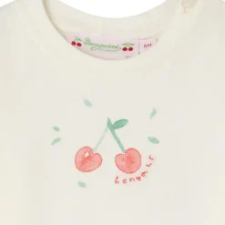 Dom T-shirt Med Körsbärstryck Gräddvit>Bonpoint