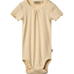 Edna Ribbad Kortärmad Baby Body Macadamia>Wheat Outlet