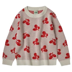 Ekollonmönstrad blus Ecru/Red>FUB Clearance