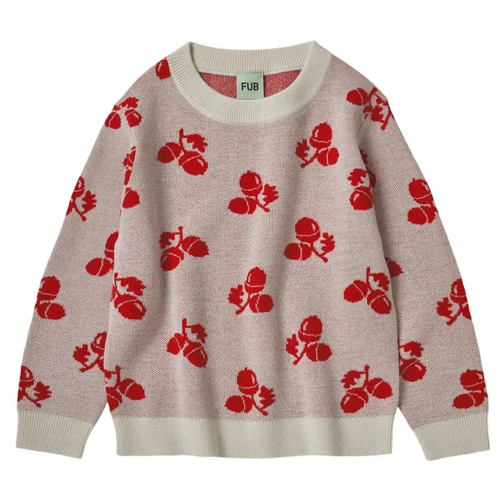 Ekollonmönstrad blus Ecru/Red>FUB Clearance