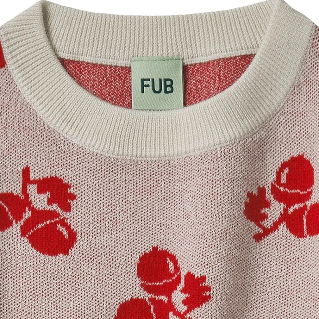 Ekollonmönstrad blus Ecru/Red>FUB Clearance