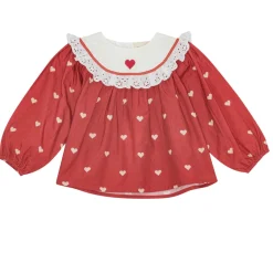 Ellen Blus Poppy Red/soft White>Flöss Sale