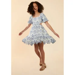 Ellory Broderad Mini Klänning Periwinkle><noscript><img width=