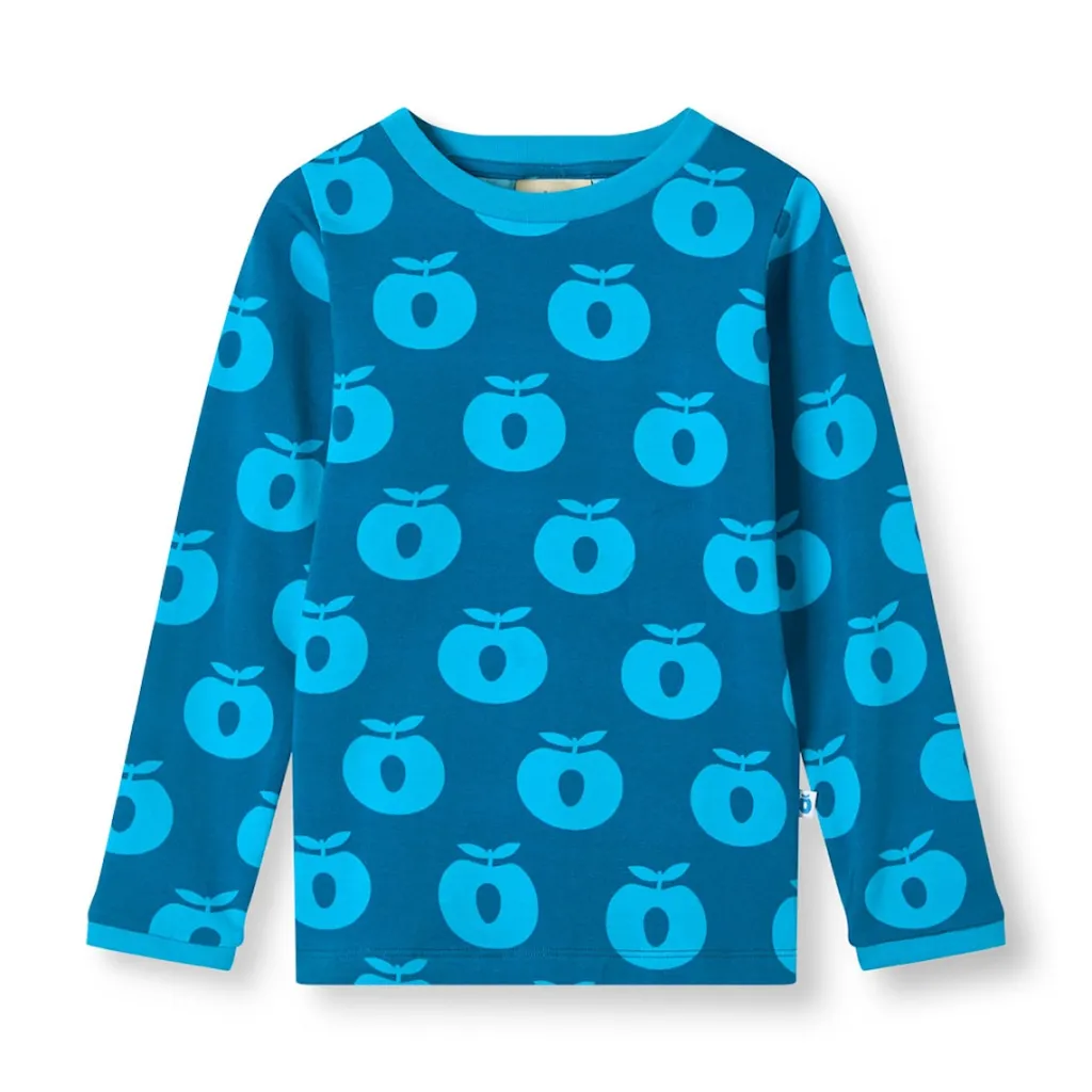 Elstar Långärmad Topp Med Äpplen Blå Vivid Blue>Småfolk