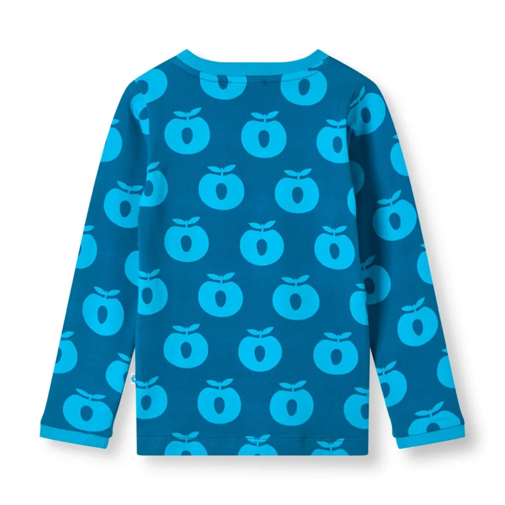 Elstar Långärmad Topp Med Äpplen Blå Vivid Blue>Småfolk