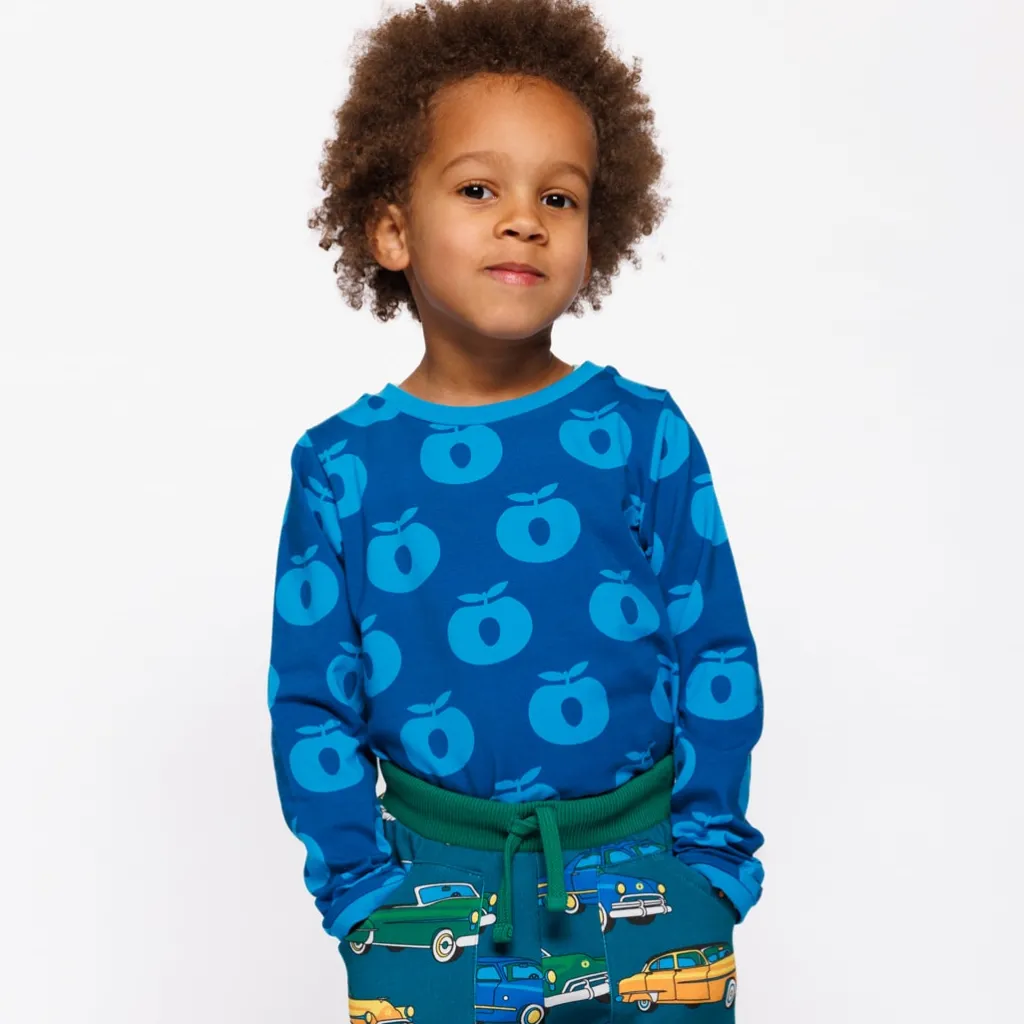 Elstar Långärmad Topp Med Äpplen Blå Vivid Blue>Småfolk