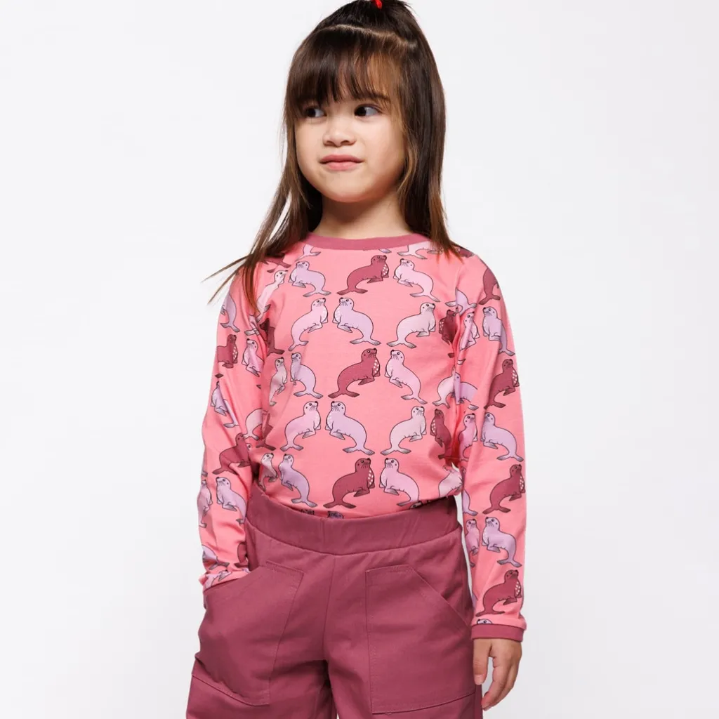Elstar Långärmad Topp Med Sjölejon Rosa Mauve Rose>Småfolk Discount