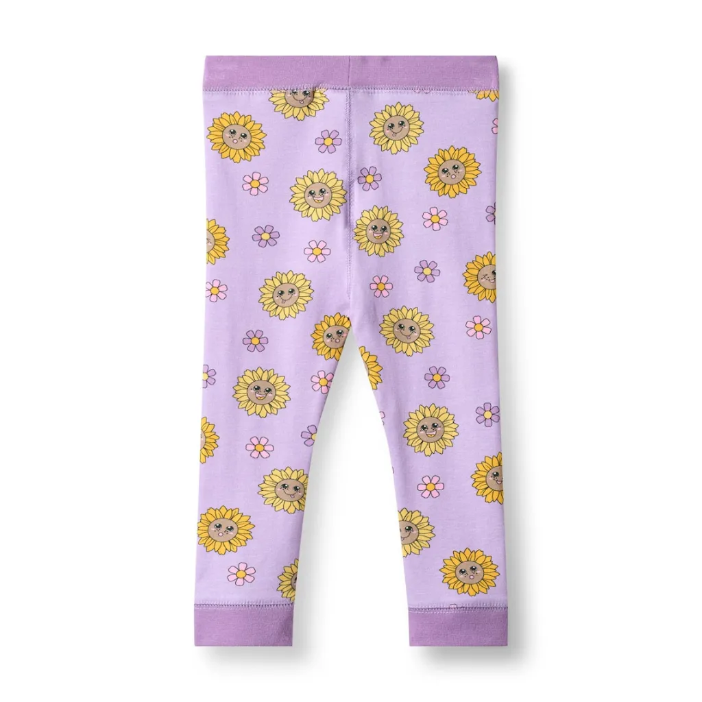Elstar With Sunflowers Baby Leggings Heather Purple>Småfolk Online