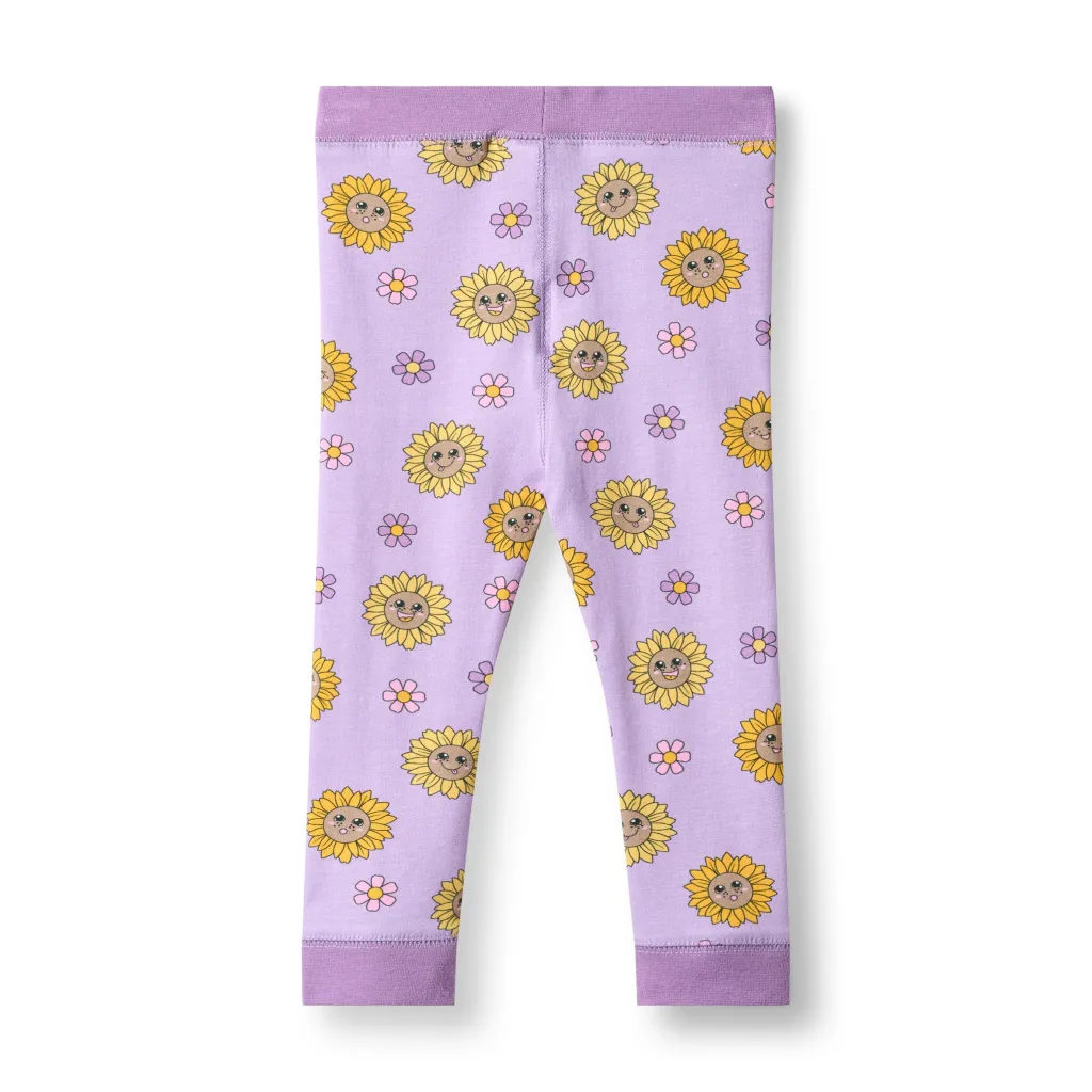 Elstar With Sunflowers Baby Leggings Heather Purple>Småfolk Online