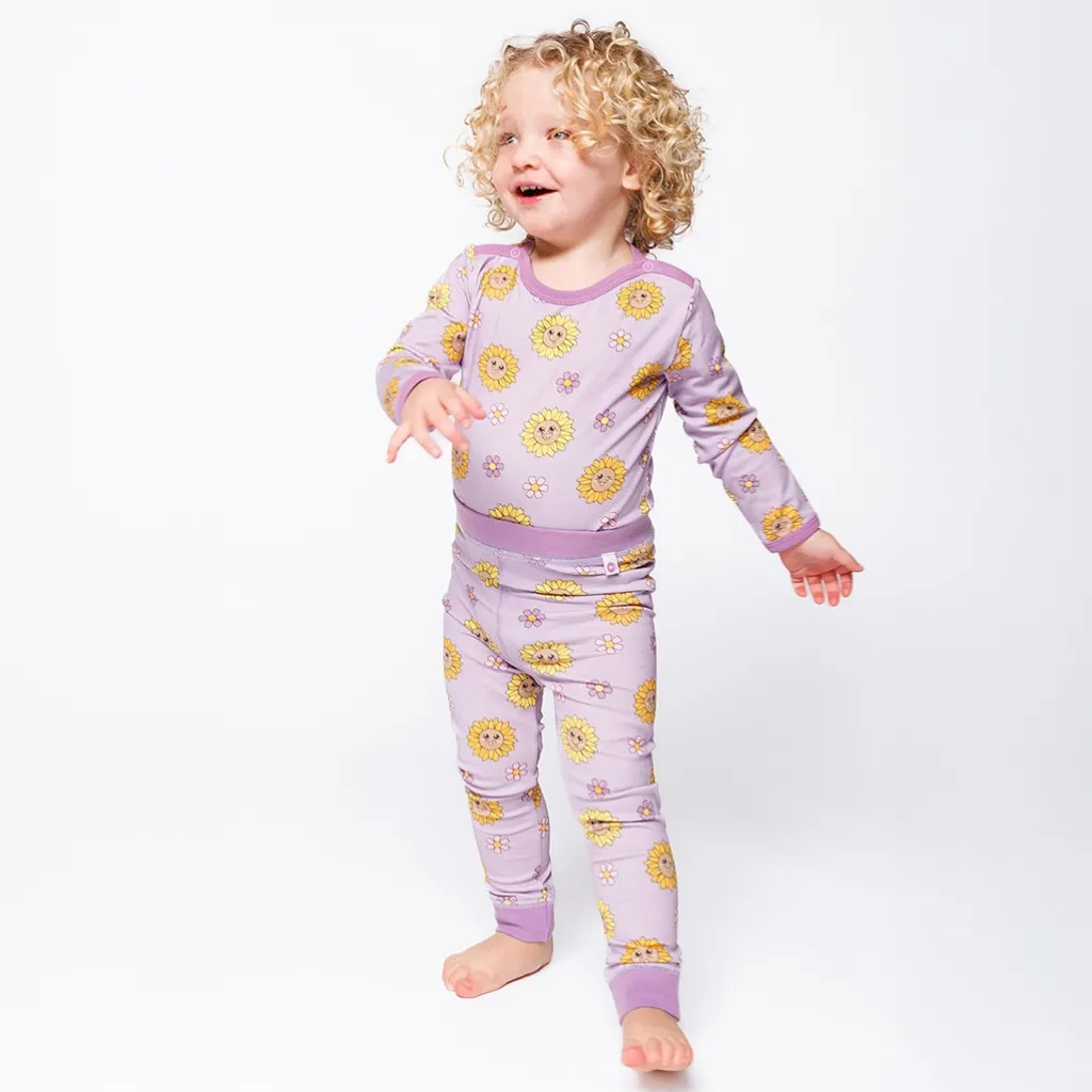 Elstar With Sunflowers Baby Leggings Heather Purple>Småfolk Online