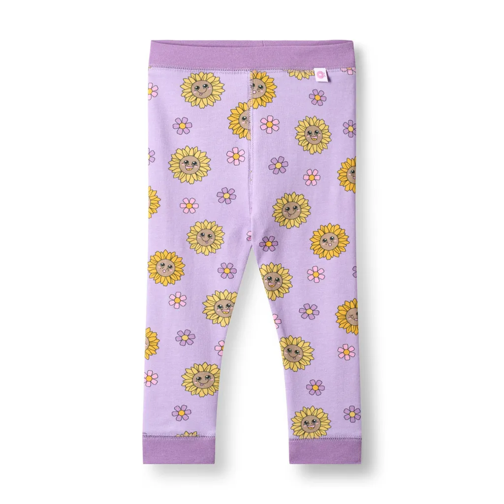 Elstar With Sunflowers Baby Leggings Heather Purple>Småfolk Online