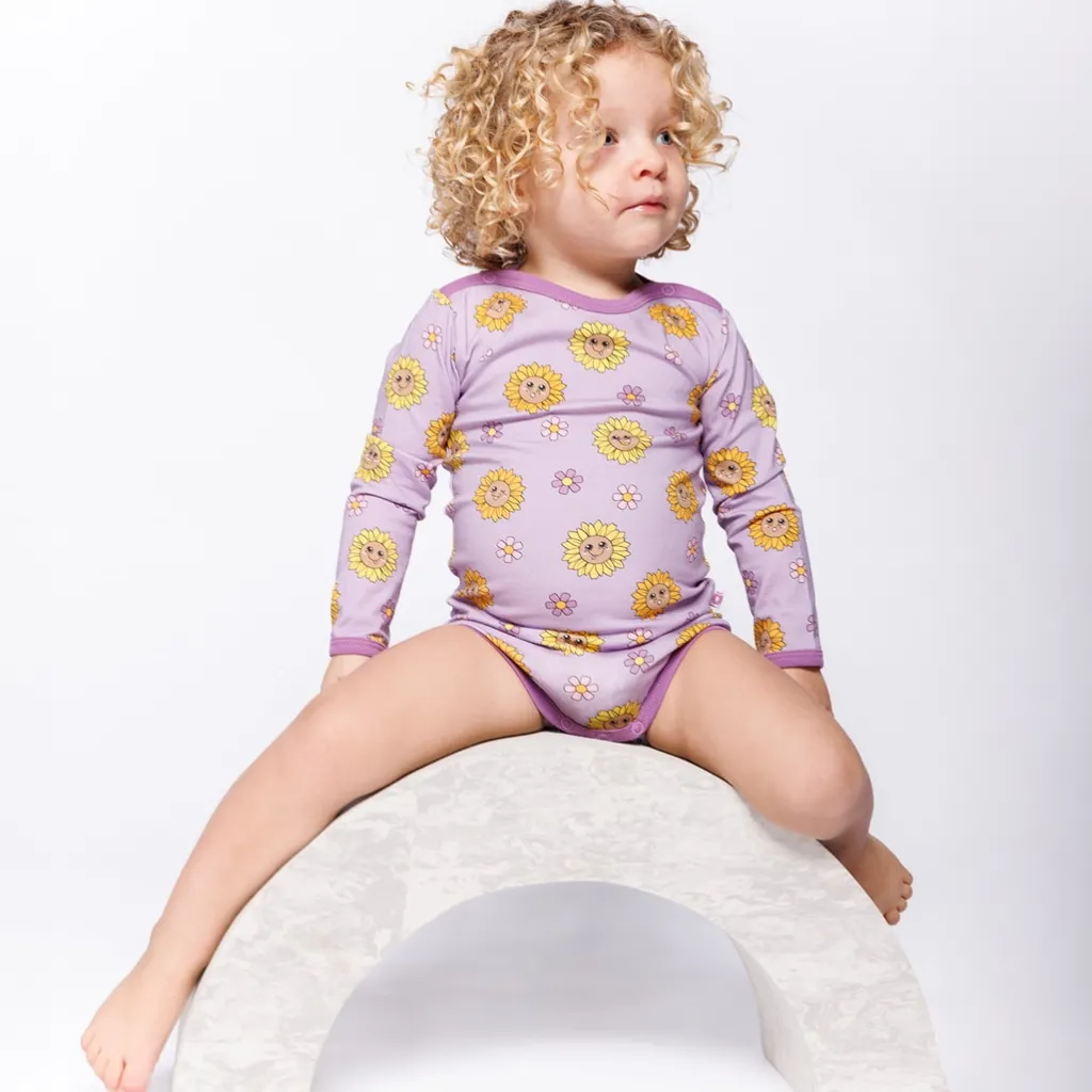 Elstar With Sunflowers Långärmad Baby Body Heather Purple>Småfolk Outlet