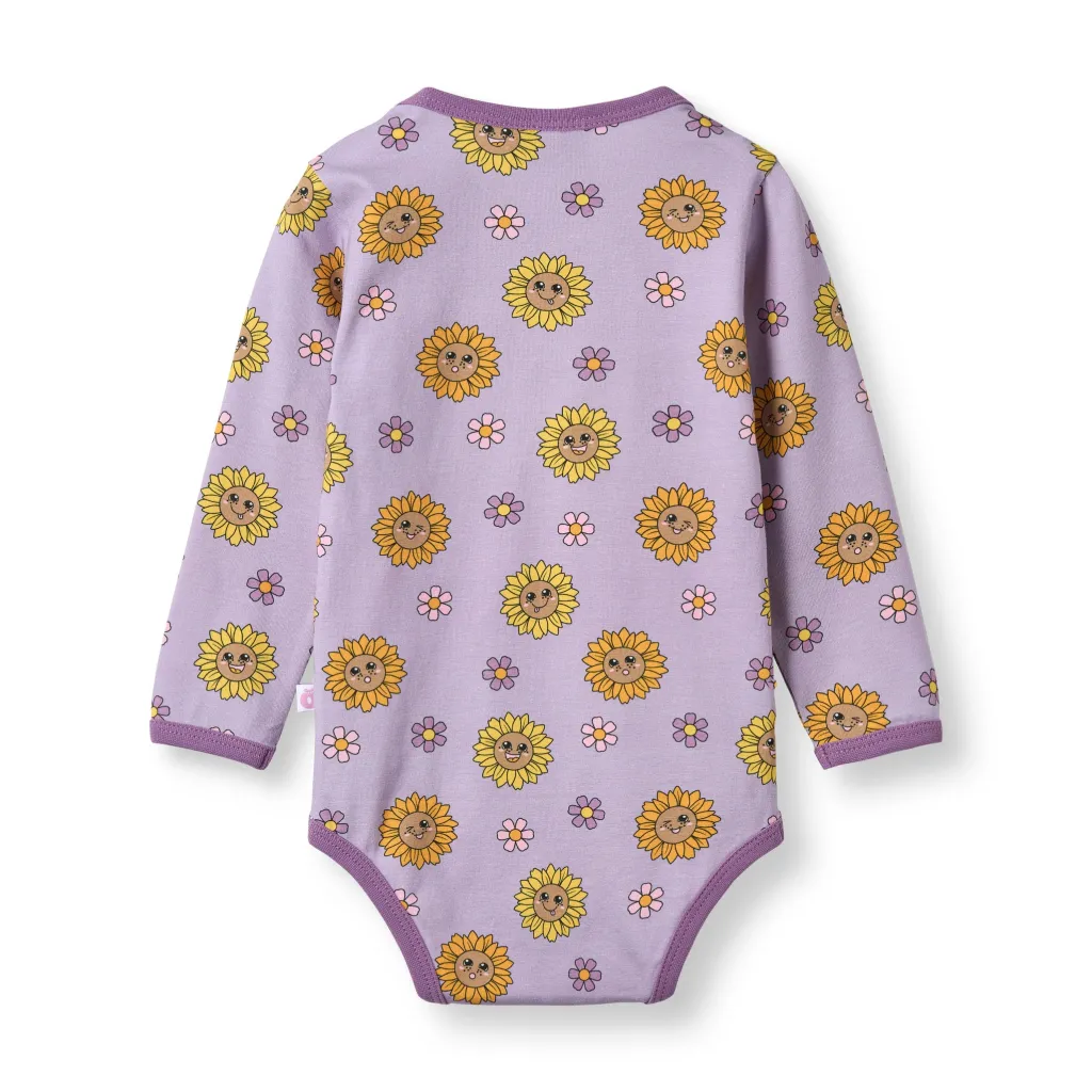 Elstar With Sunflowers Långärmad Baby Body Heather Purple>Småfolk Outlet