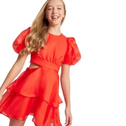 Enya Organza Mini Klänning Fire Red><noscript><img width=