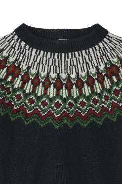 Fair Isle Ulltröja Dark Navy>FUB Online