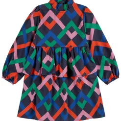 Flerfärgad Garland Woven-klänning Midnight Blue>Bobo Choses New