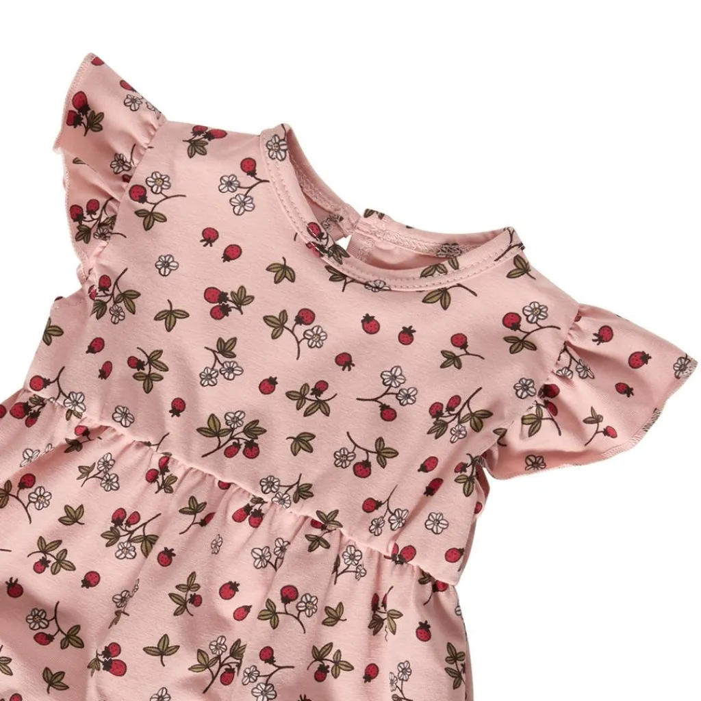 Flora GOTS Mönstrad Romper Wild Strawberry>Buddy & Hope Online