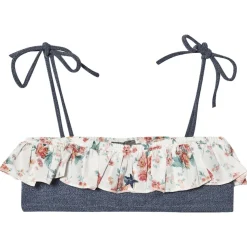 Flower Print Flounce Bikinitopp Blå>Tocoto Vintage Best