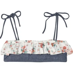 Flower Print Flounce Bikinitopp Blå>Tocoto Vintage Best