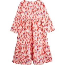 Fuchsia Aop Vävd Klänning Volanger Röd>Mini Rodini New