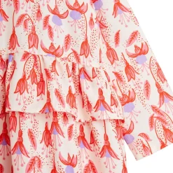 Fuchsia Aop Vävd Klänning Volanger Röd><noscript><img width=