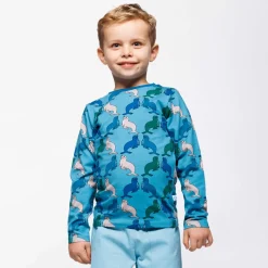 Gala Långärmad Topp Med Sjölejon Blå Aqua Teal><noscript><img width=
