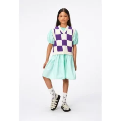 Gitta Stickad Väst Purple Shell Check><noscript><img width=