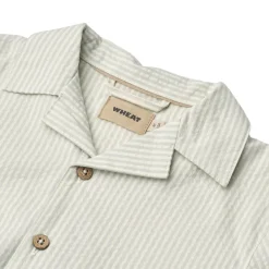 GOTS Anker Kortärmad Skjorta Summer Blue Stripe>Wheat Sale