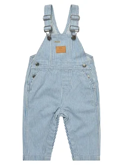 GOTS Baby-twillhängselbyxor Denim Blue Stripe>Copenhagen Colors Clearance