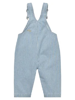 GOTS Baby-twillhängselbyxor Denim Blue Stripe>Copenhagen Colors Clearance