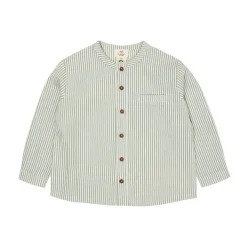 GOTS Bäckebölja Skjorta Green Cream Stripe>Copenhagen Colors Sale