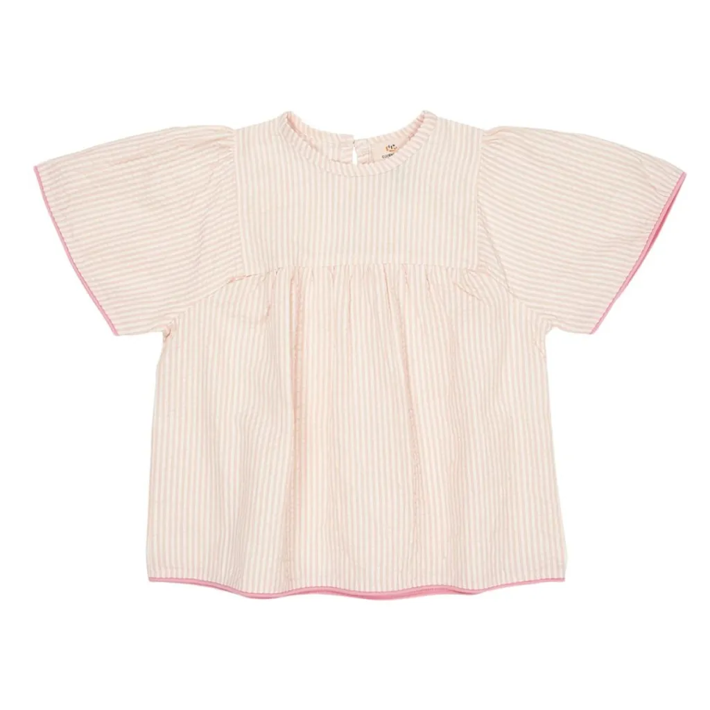 GOTS Bäckebölja-blus Dusty Rose Cream Stripe>Copenhagen Colors Discount