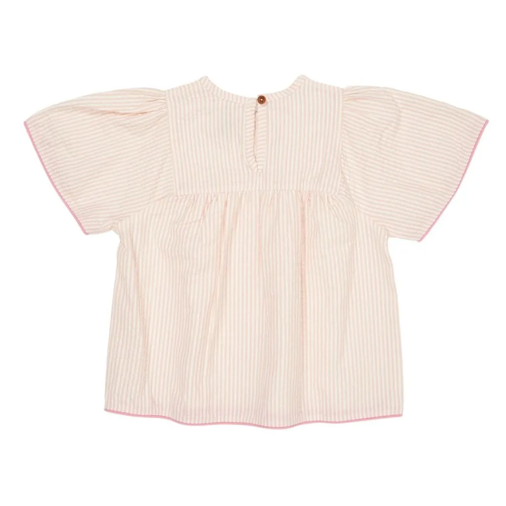 GOTS Bäckebölja-blus Dusty Rose Cream Stripe>Copenhagen Colors Discount