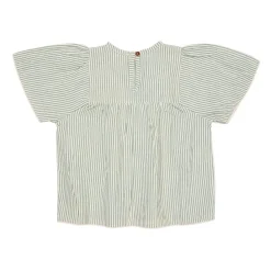 GOTS Bäckebölja-blus Green Cream Rose Stripe>Copenhagen Colors