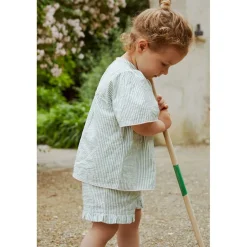 GOTS Bäckebölja-blus Green Cream Rose Stripe><noscript><img width=