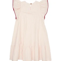 GOTS Bäckebölja-klänning Med Volangärmar Dusty Rose Cream Berry Stripe>Copenhagen Colors Outlet