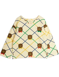 GOTS Bear Check Långärmad Topp Offwhite>Mini Rodini Outlet