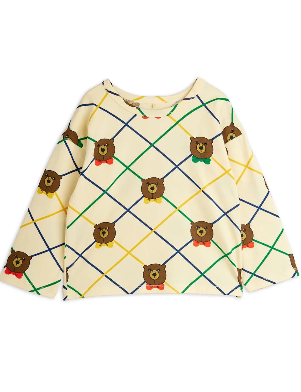 GOTS Bear Check Långärmad Topp Offwhite>Mini Rodini Outlet