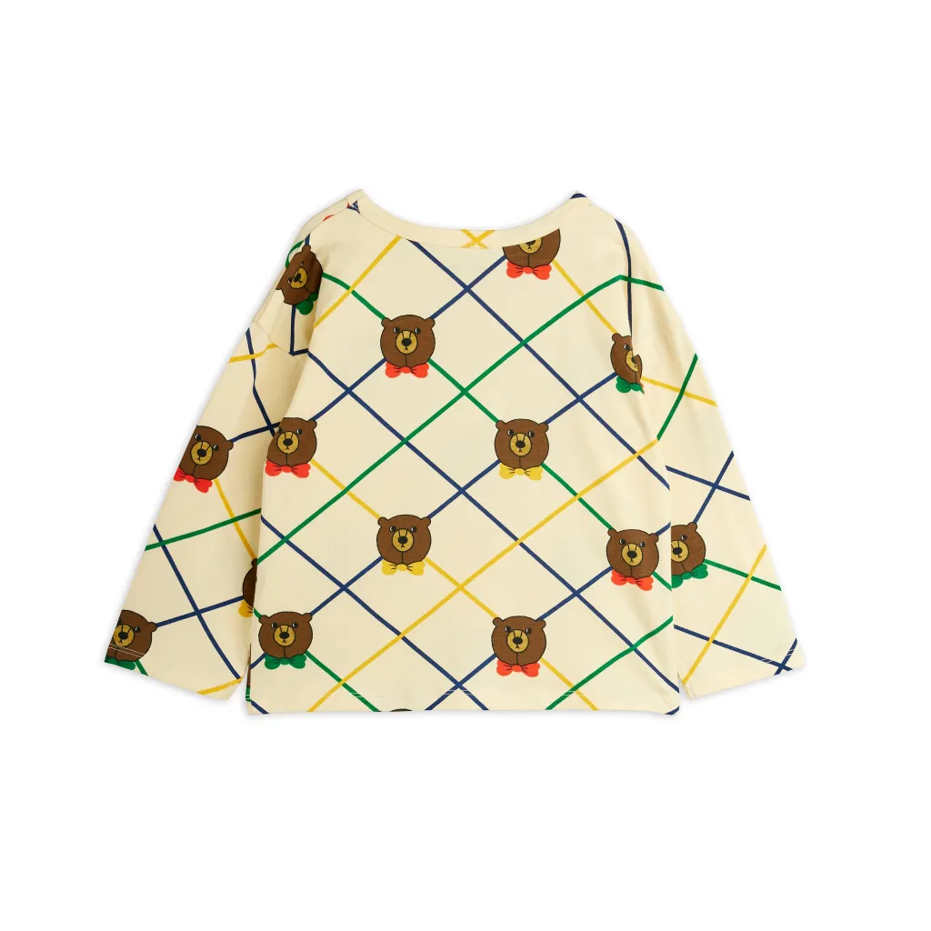 GOTS Bear Check Långärmad Topp Offwhite>Mini Rodini Outlet