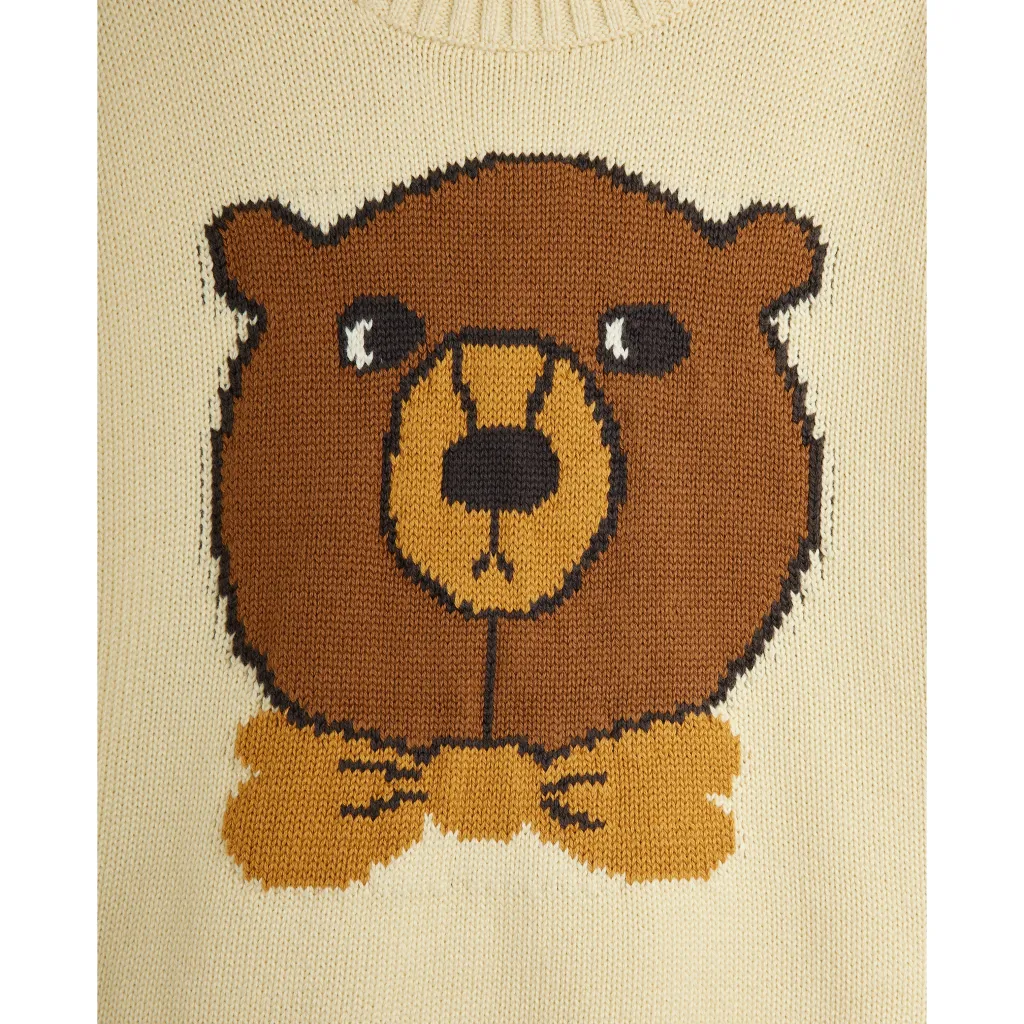 GOTS Bear Intarsia Stickad Tröja Offwhite>Mini Rodini Hot