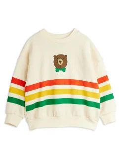 GOTS Bear Randig Sweatshirt Offwhite>Mini Rodini New