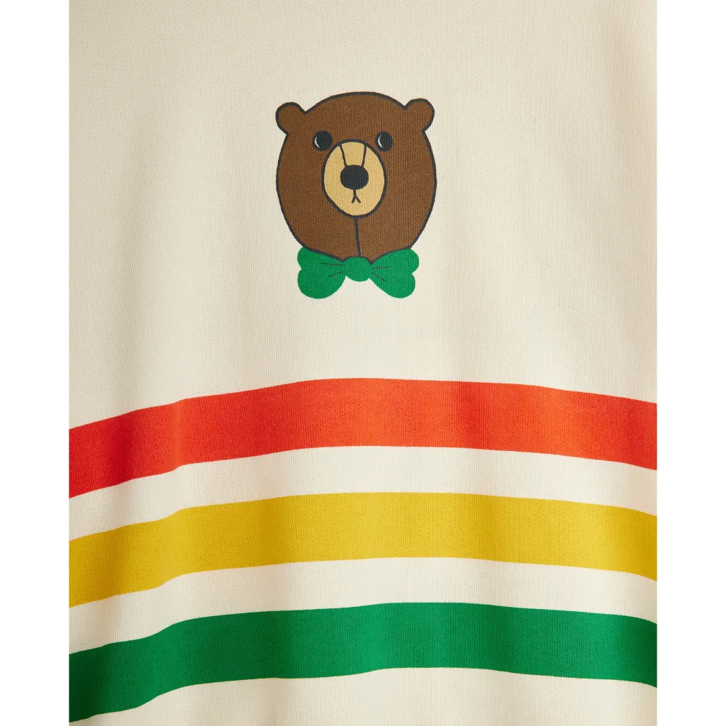 GOTS Bear Randig Sweatshirt Offwhite>Mini Rodini New
