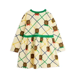 GOTS Bear Rutig Långärmad Klänning Offwhite>Mini Rodini New