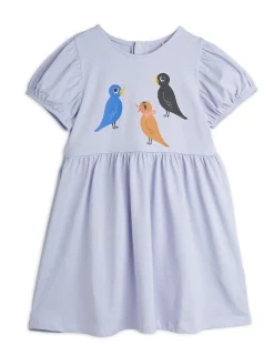 GOTS Birds Sp Kortärmad Klänning Purple>Mini Rodini New