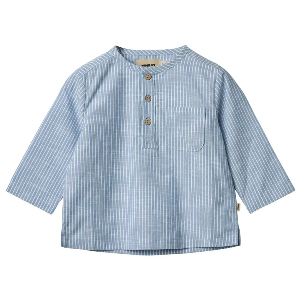GOTS Bjørk Skjorta Blue Stripe>Wheat Online