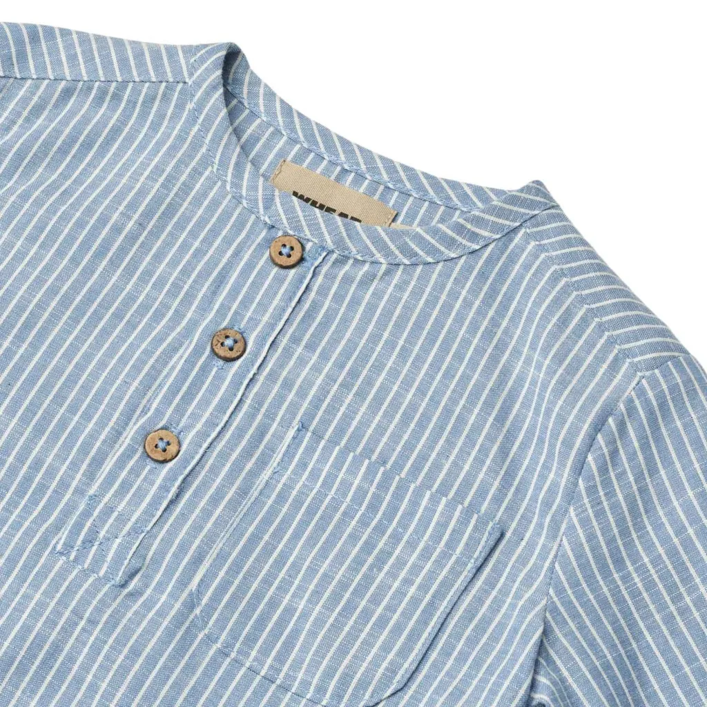 GOTS Bjørk Skjorta Blue Stripe>Wheat Online