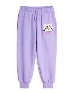 GOTS Cat With Bowtie Chenille Mjukisbyxor Purple>Mini Rodini Outlet