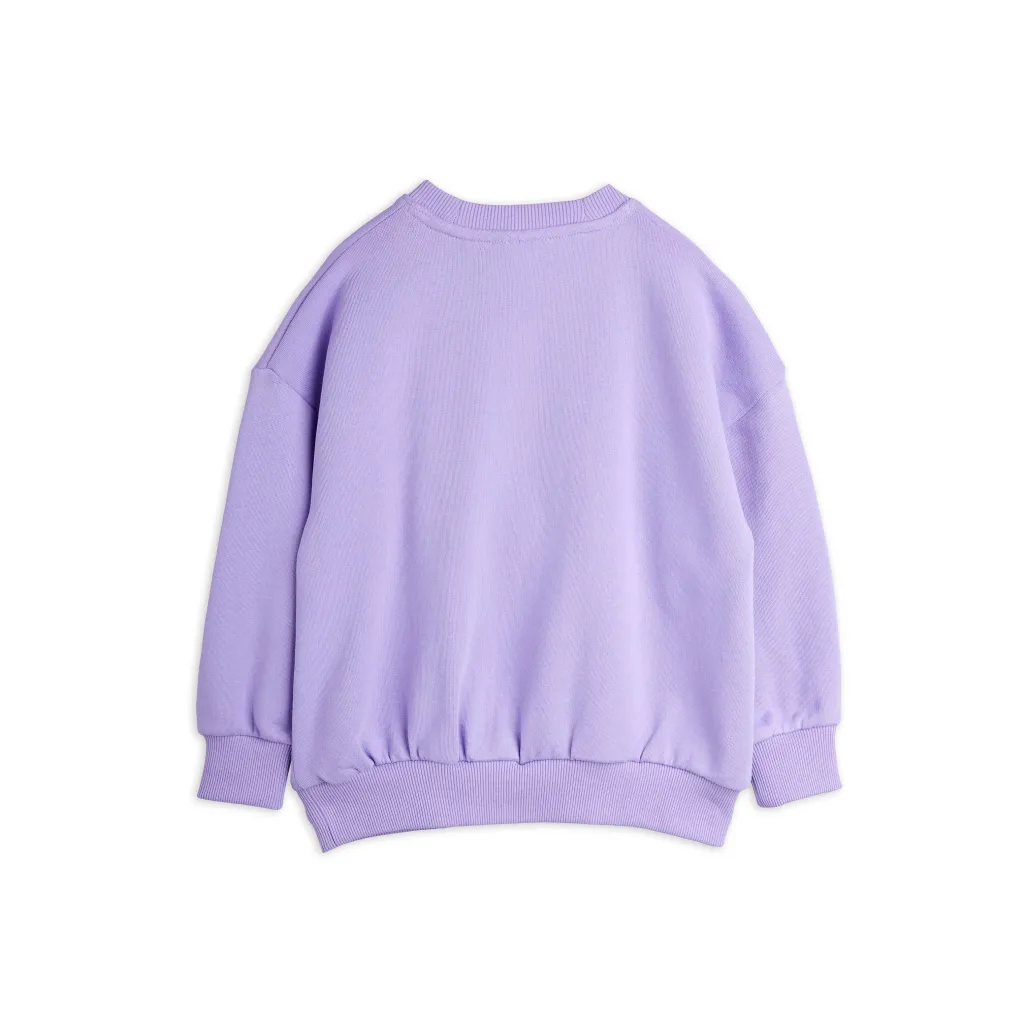 GOTS Cat With Bowtie Chenille Sweatshirt Purple>Mini Rodini Best